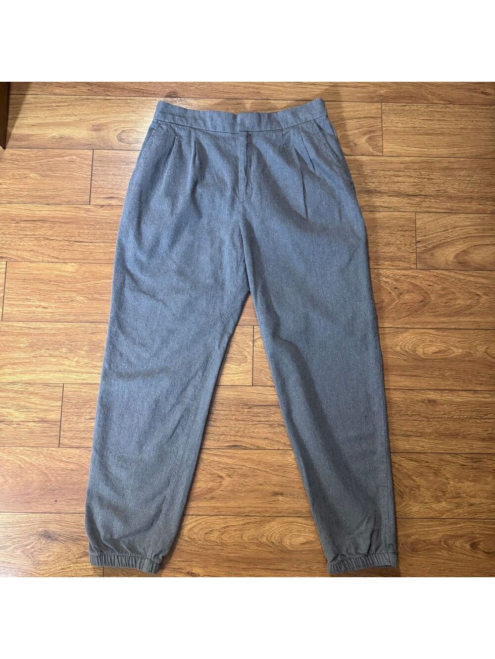 Gap Women's Gray Pleated Joggers Elastic Ankle Dress Pants Heathered Size 6